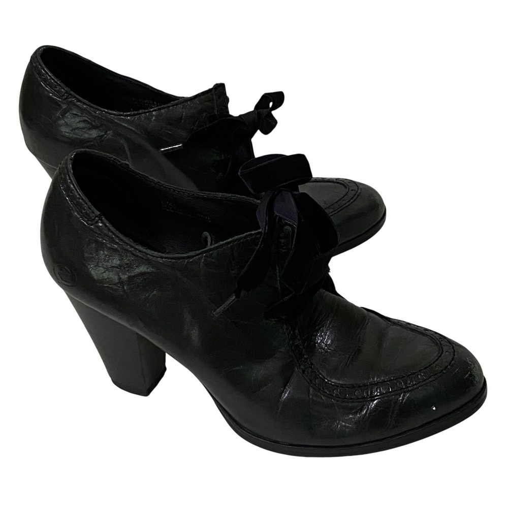 Born Womens Lace Up Booties Size 6 Black Heeled Oxford Pump Academia‎ Whimsigoth - Picture 5 of 10